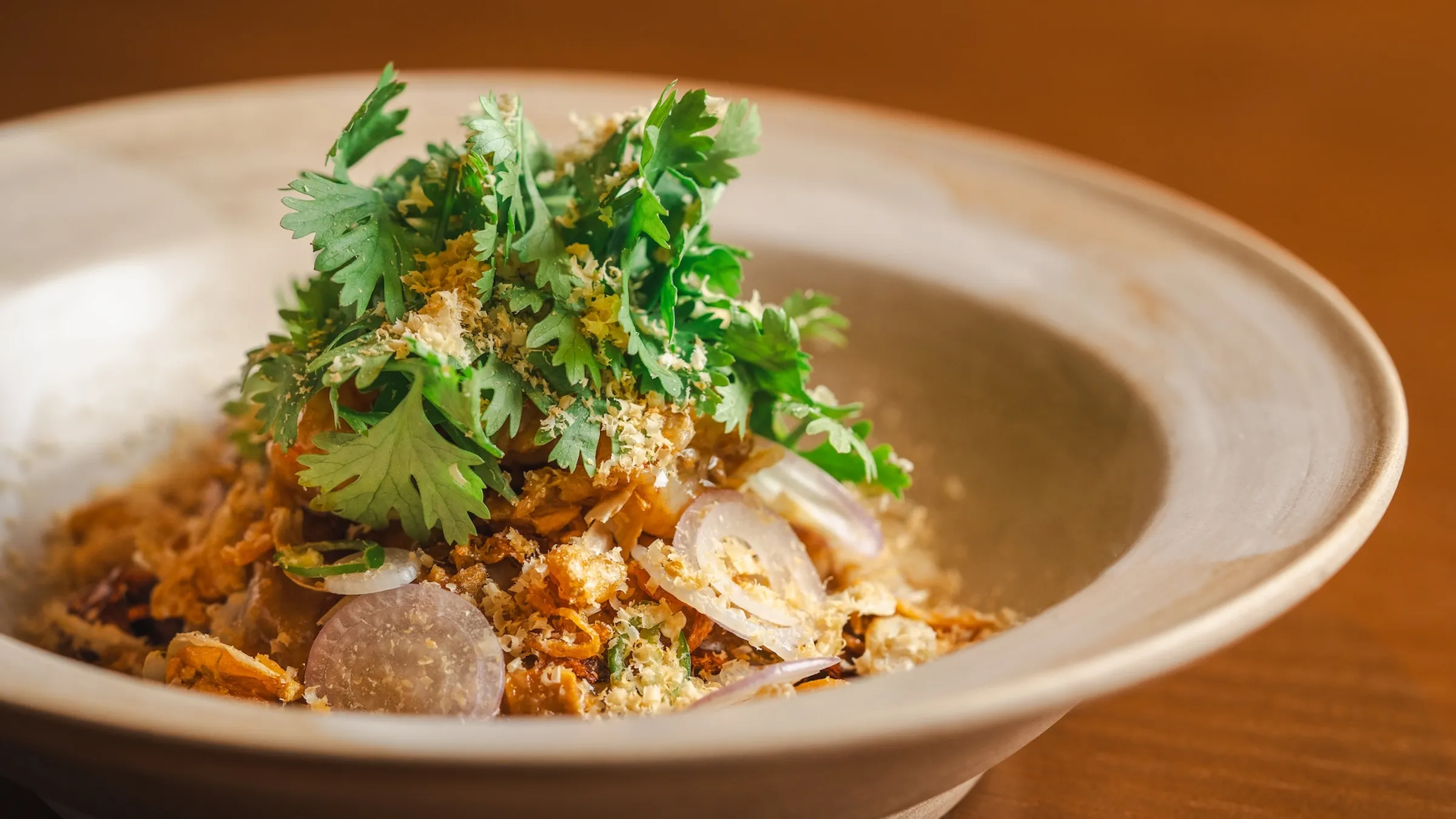a bowl of food on a table