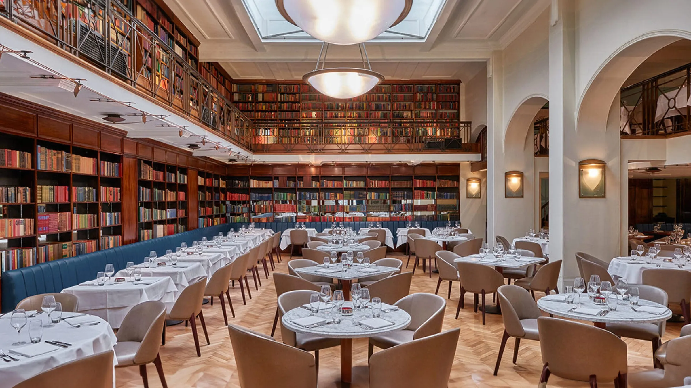 a room with tables and chairs