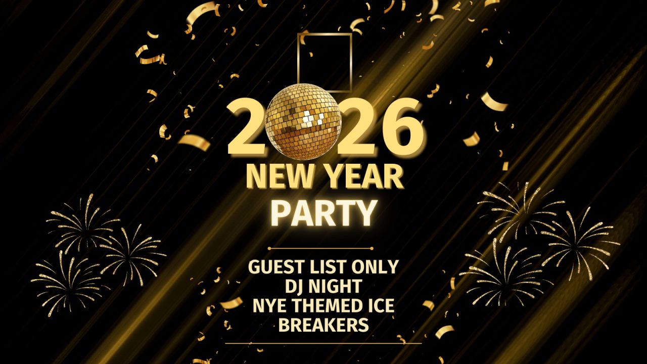 a gold disco ball with fireworks and confetti