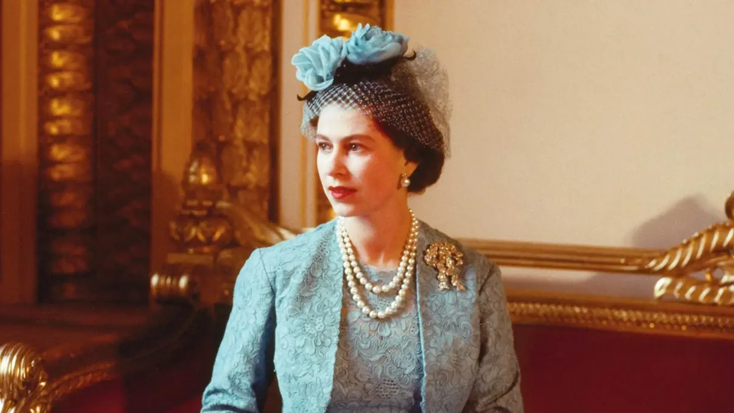 a woman in a blue dress