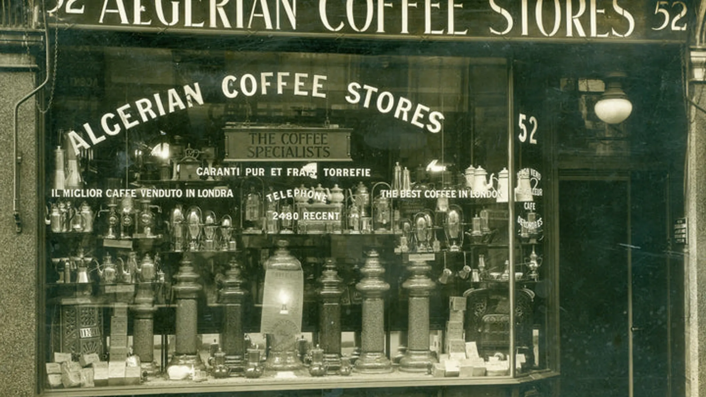 a storefront with a sign